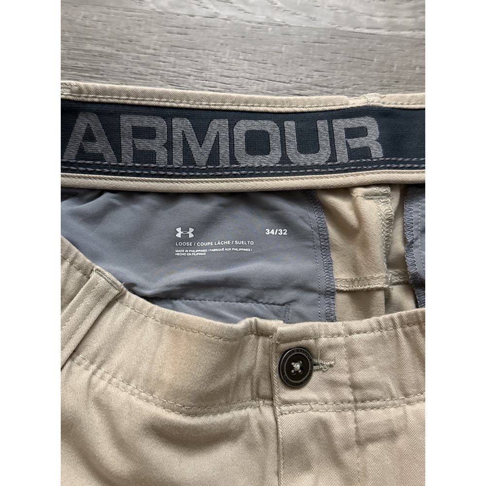 Under Armour Men Loose Fit‎ Chino Pants Khaki Size 34x32 athletic outdoor - Picture 6 of 6